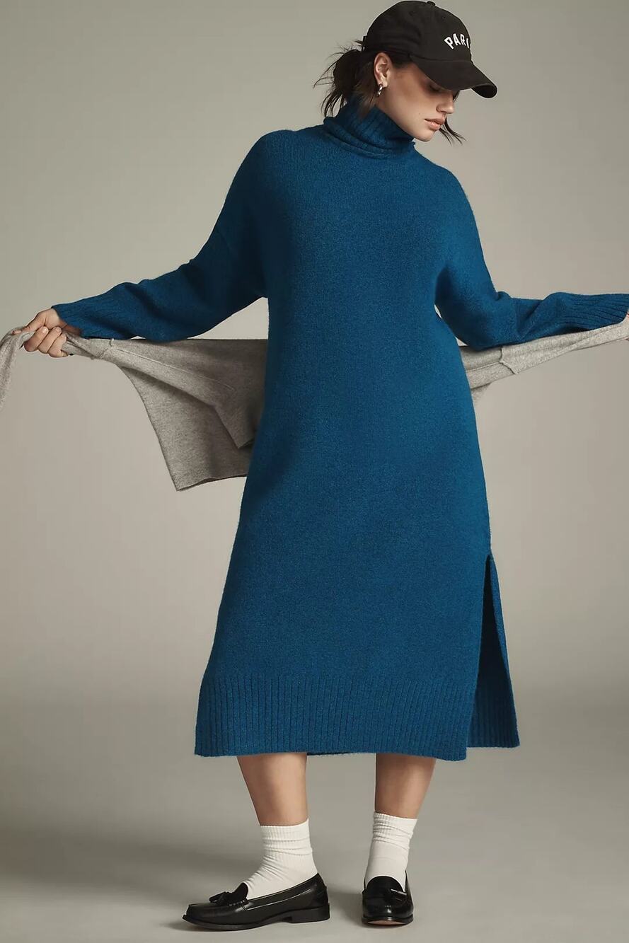 NWT Daily Practice Womens Karigan Midi Sweater Dress XXS Turtleneck Edition